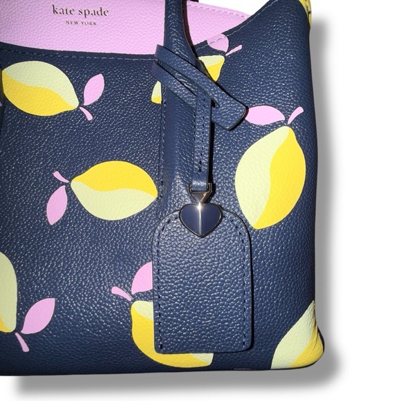 KATE SPADE Margaux Lemons Medium Satchel - Navy/ Lavendar/Yellow - Picture 8 of 16